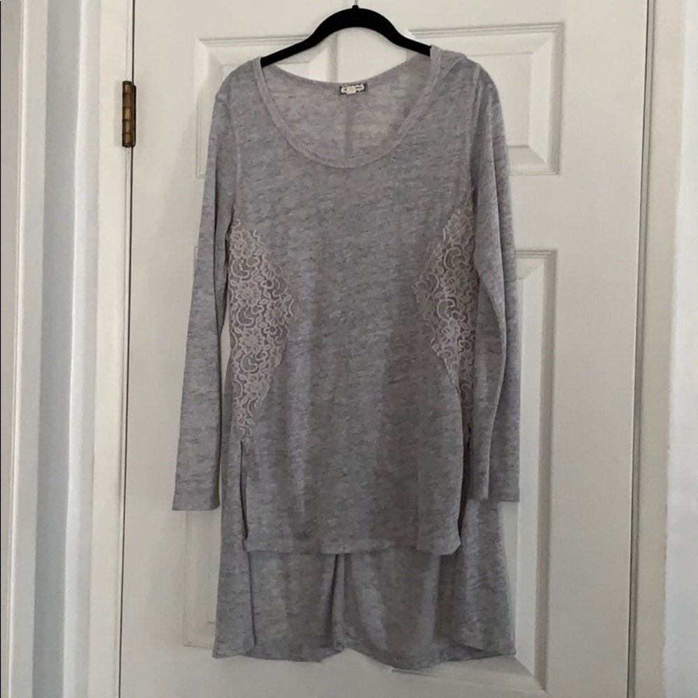 Grey Tunic Lightweight Sweater, Sz L